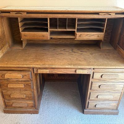 Oak S-Roll Top Desk