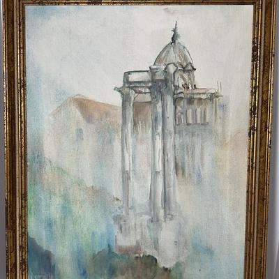 Roman Forum Watercolor On Canvas