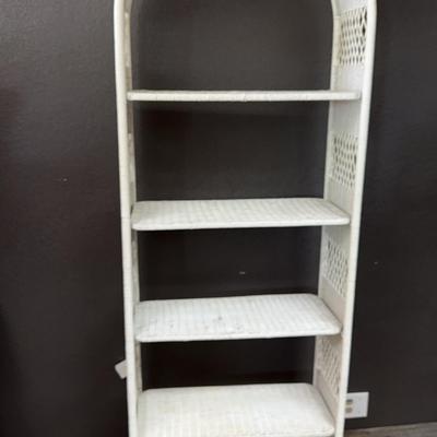 Arched White Wicker Bookshelf