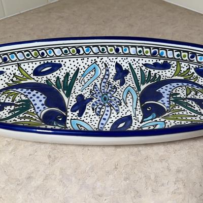 Le Souk Ceramique Tunisia Hand Painted Oval Platter 