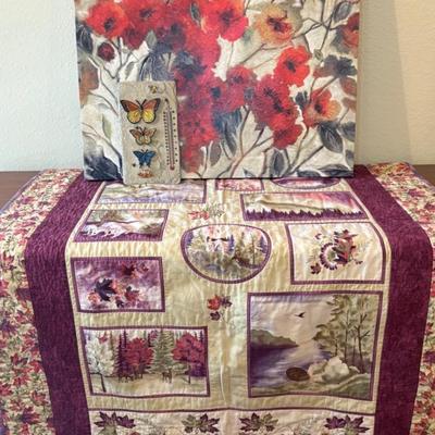 Square Floral Print, Garden Thermometer & Small Quilt