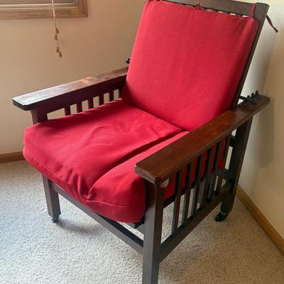 Mission Morris Style Chair On Casters W/Adjustable Back 