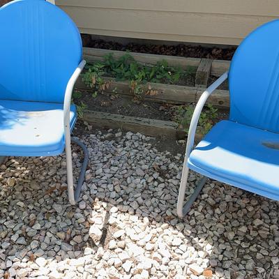 Griffith Vintage Blue Metal Outdoor Chairs