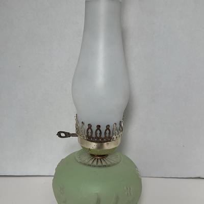Frosted Mint Glass Vintage Hurricane Lamp