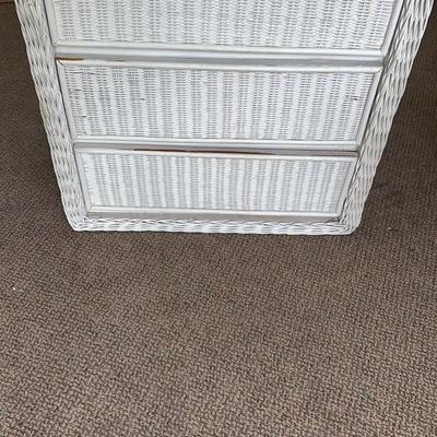 White Wicker Three Drawer Chest #2