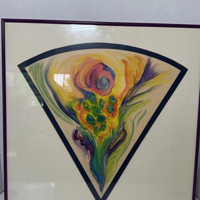 Unique Cut Framed Flower Burst Original Painting