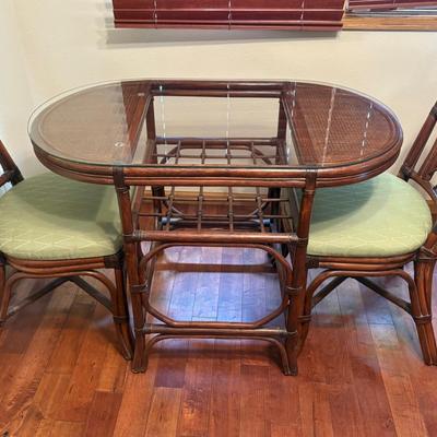 Grand Island Glass Top Game Table W/2 Chairs by Classic Rattan