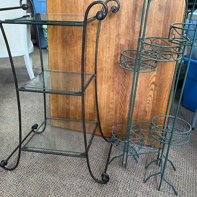 Scrolling Iron Stand & Fold Out Tiered Plant Stand