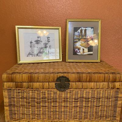 Woven Wicker Trunk & Fantasy Wall Art