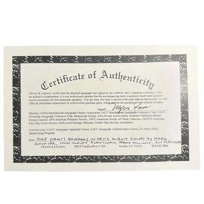 Sale Photo Thumbnail #21: Signed Dire Straits Album Certificate of Authenticity 