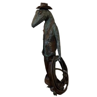 Sale Photo Thumbnail #201: "Lizard CowBoy" Bronze Lizard Cowboy Sculpture by Jessica McCain 40"