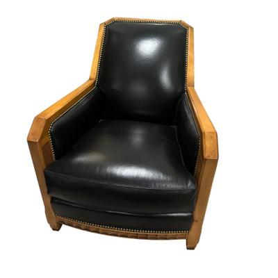 Sale Photo Thumbnail #318: William Switzer Biedermeier Leather Chair and Ottoman