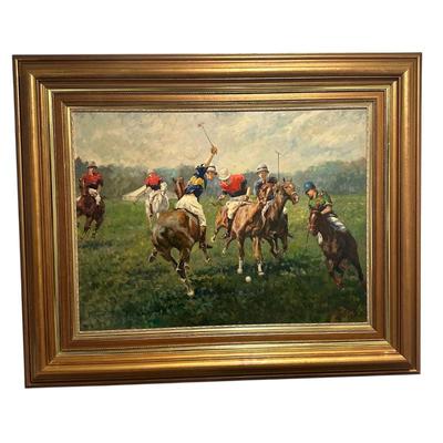 Sale Photo Thumbnail #314: "Polo Match" by C. Stephenson in frame 44" 52" 