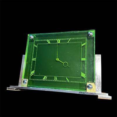 Sale Photo Thumbnail #84: Green glass Art Deco Mantle Clock