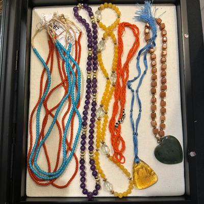 Sale Photo Thumbnail #16: natural gemstone necklaces and African glass beads, Amethyst and gold 