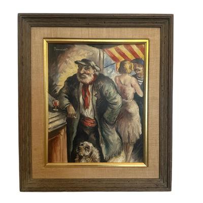 Sale Photo Thumbnail #446: "Sistrol a Montmartre" painting by Marcel Prunier  in frame 22" x 19 