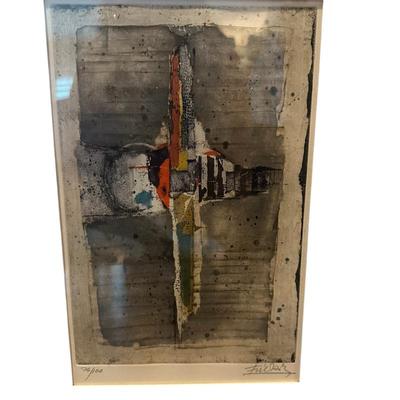 Sale Photo Thumbnail #277: Untitled 76/100 COlor Etching by Fierkez with frame 19" x 14.5" 