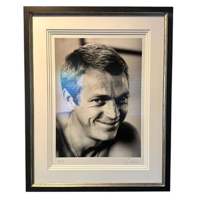 Sale Photo Thumbnail #332: signed and numbered Steve McQueen 1964 photo by Julian Wasser in frame 27" x 21.5"