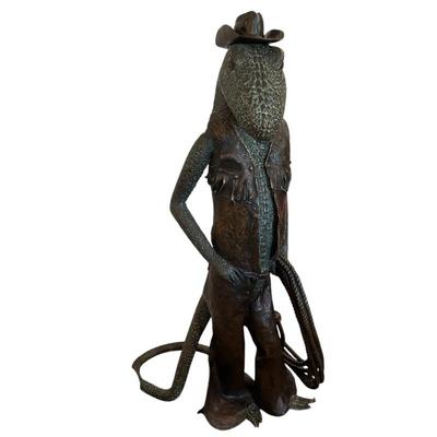 Sale Photo Thumbnail #202: "Lizard CowBoy" Bronze Lizard Cowboy Sculpture by Jessica McCain 40"