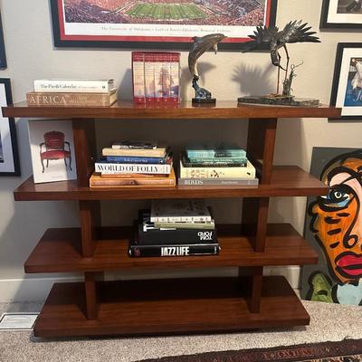 Sale Photo Thumbnail #474: Barbara Barry shelf, books and art 45.5" tall 54" long