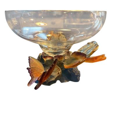 Sale Photo Thumbnail #82: Daum Butterfly, leaves, snail vase