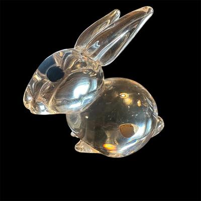 Sale Photo Thumbnail #106: Murano clear crystal bunny with red eyes
