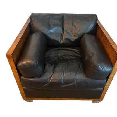 Sale Photo Thumbnail #150: Therien Studio Workshops Custom club Chair black leather 