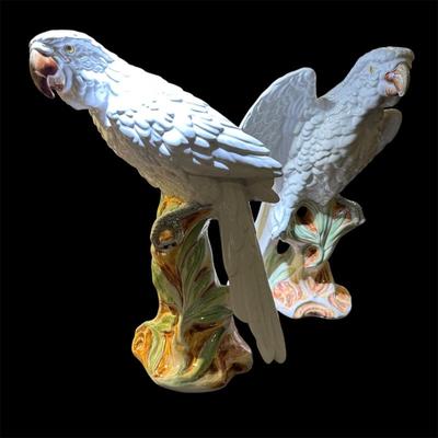 Sale Photo Thumbnail #40: Grosselle Italian Majolica porcelain parrots