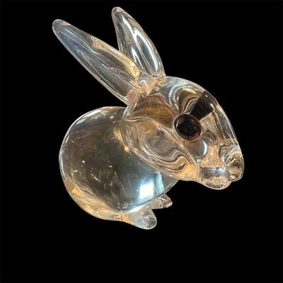 Sale Photo Thumbnail #105: Murano clear crystal bunny with red eyes