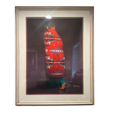 Sale Photo Thumbnail #307: "Nellie Begay" signed and numbered lithograph by R.C. Gorman in frame 48" x 38.5"