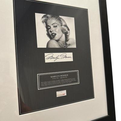 Sale Photo Thumbnail #221: Marilyn Monroe lock of hair in frame 15.5" x 12.5"