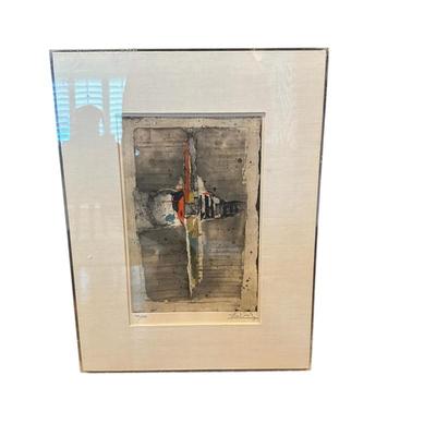 Sale Photo Thumbnail #276: Untitled 76/100 COlor Etching by Fierkez with frame 19" x 14.5" 