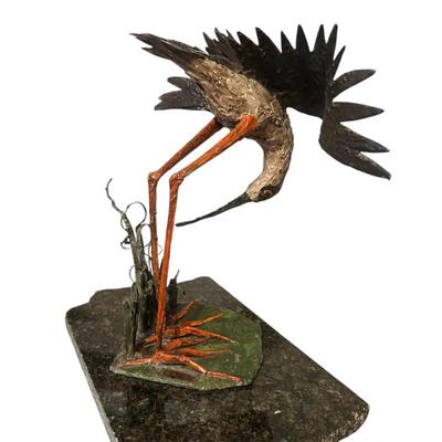 Sale Photo Thumbnail #470: Bird metal and stone sculpture by Blazier