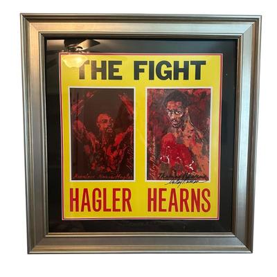 Sale Photo Thumbnail #432: Boxing poster signed by artist, Leroy Neiman in frame 35" x 34.5"