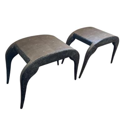 Sale Photo Thumbnail #354: Eel and ebony R & Y Augousti handcarved stool Height 20", length 25" width 16"