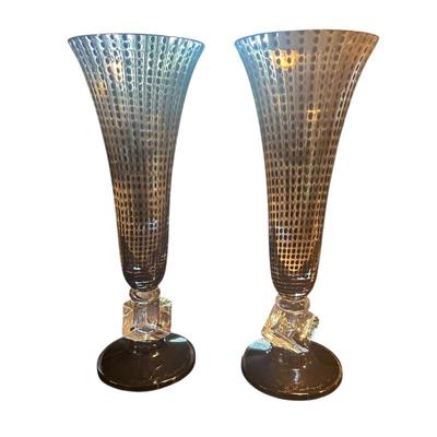 Sale Photo Thumbnail #119: Chip Scarborogh black and white blown glass vases 