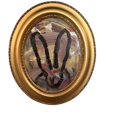 Sale Photo Thumbnail #199: "Totem Bunny" (oval) by Hunt Slonem 19" x 16" in frame 