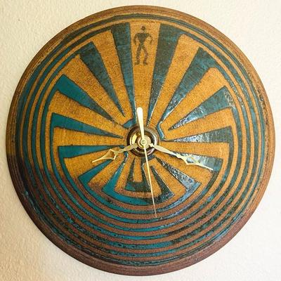 Signed Pottery Clock 