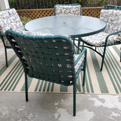 Jh124v outdoor patio dining set 5 piece with table chairs, cushions