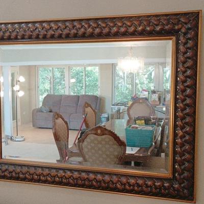 Large Copper Woven Beveled Wall Decor Mirror 48x35