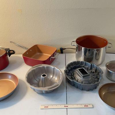 Cookware Lot - Red Copper, Bundt Pan, Nuwave, Stadium cake pan