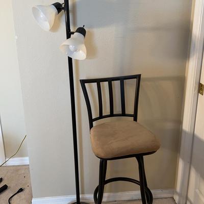 Barstool Chair & 3 Bulb Floor Lamp Tested & Working