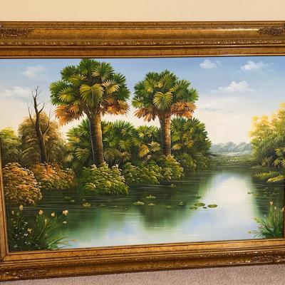 Acrylic On Canvas Florida Marsh Landscape Painting 44x2x32