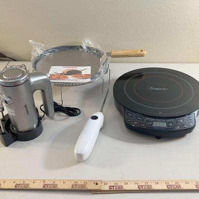 Nuwave Pro Induction Cooktop, Synmixx Hand Mixer, Cordless Turkey Carver 