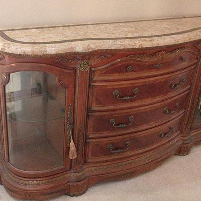 Michael Amini Cortina Lighted Buffet Sideboard (over $4000 retail) - Marble Top. 76x22x42