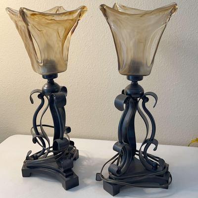 Uttermost Vetraio Toffee Art Glass Lamps Tested & Work