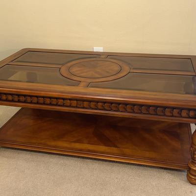 Nice quality Heavy Wood & Glass Coffee Table 50x29x18