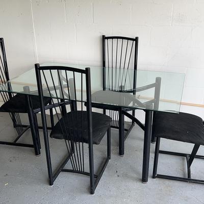 Modern Glass Table With Black Chairs 66x36x28