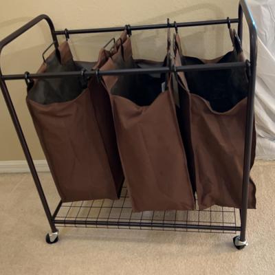 3 Bag Rolling Laundry Sorter 30x18x28