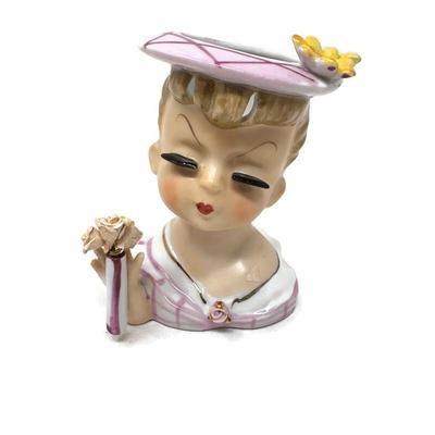 Sweet Vintage Girl Head Vase 